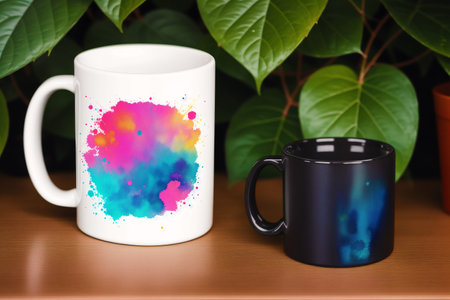 Generative AI art with A mug with an abstract design on it. A Mug of Artistic Intrigue. Generative AIの素材