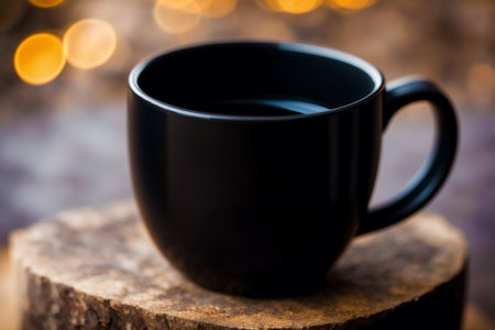 Generative AI art with A black mug. Noir Elegance. A Stylish Black Mug. Generative AIの素材