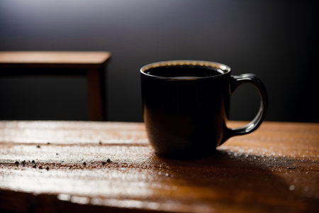 Generative AI art with A black mug. Noir Elegance. A Stylish Black Mug. Generative AIの素材