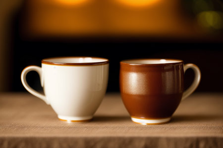 Generative AI art with A brown mug. Coffee Embrace. A Toasty Brown Mug. Generative AIの素材