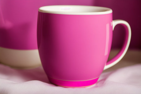 Generative AI art with A pink mug. The Pink Serenity Mug. Generative AIの素材