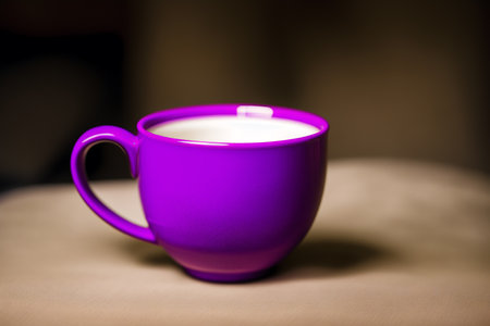 Generative AI art with A purple mug. The Royal Indulgence. The Majestic Violet Mug. Generative AIの素材