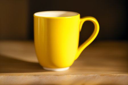Generative AI art with Yellow cup. Sunny Delight. The Vibrant Yellow Mug. Generative AIの素材