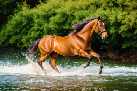 Generative AI art with A beautiful horse. The Untamed Spirit. A Journey into the World of Horses. Generative AIの素材