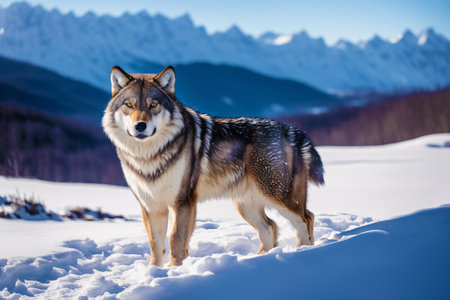 Generative AI art with A bueatuful Wolf. Guardians of the Wilderness. Exploring the Realm of Wolves. Generative AIの素材