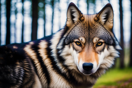 Generative AI art with A bueatuful Wolf. Guardians of the Wilderness. Exploring the Realm of Wolves. Generative AIの素材