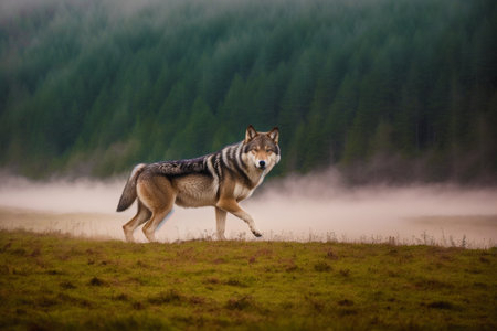 Generative AI art with A bueatuful Wolf. Guardians of the Wilderness. Exploring the Realm of Wolves. Generative AIの素材