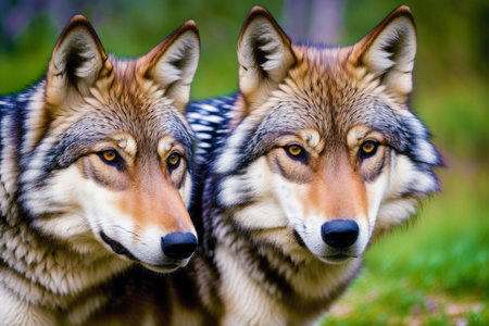 Generative AI art with A bueatuful Wolf. Guardians of the Wilderness. Exploring the Realm of Wolves. Generative AIの素材