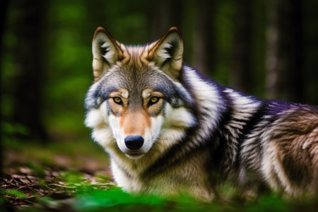 Generative AI art with A bueatuful Wolf. Guardians of the Wilderness. Exploring the Realm of Wolves. Generative AIの素材