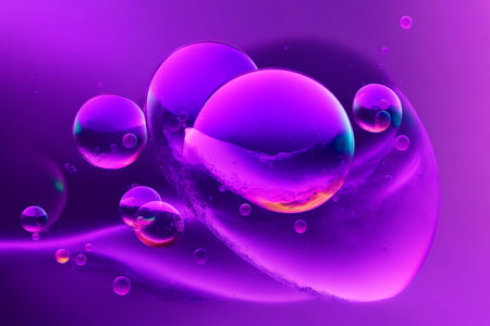 Generative AI art with An amazing background with floating bubbles. Whimsical Bubble Delight. Generative AIの素材