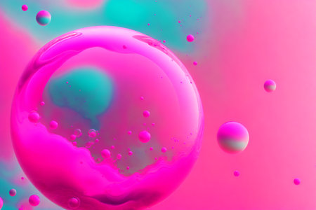Generative AI art with An amazing background with floating bubbles. Whimsical Bubble Delight. Generative AIの素材
