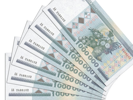 Currency from Belarus, Belarusian banknotes. Close up money from Belarus. Belarusian ruble.3D renderの写真素材