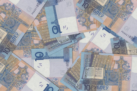 Currency from Belarus, Belarusian banknotes. Close up money from Belarus. Belarusian ruble.3D renderの写真素材