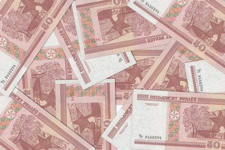 Currency from Belarus, Belarusian banknotes. Close up money from Belarus. Belarusian ruble.3D renderの写真素材