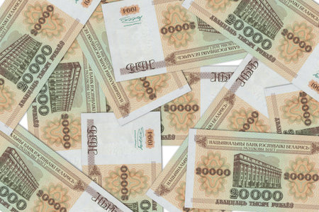 Currency from Belarus, Belarusian banknotes. Close up money from Belarus. Belarusian ruble.3D renderの写真素材