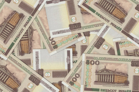 Currency from Belarus, Belarusian banknotes. Close up money from Belarus. Belarusian ruble.3D renderの写真素材