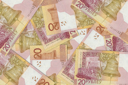 Currency from Belarus, Belarusian banknotes. Close up money from Belarus. Belarusian ruble.3D renderの写真素材