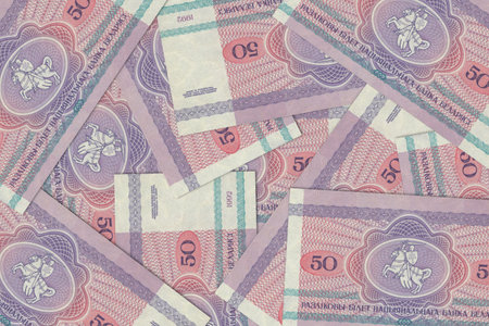 Currency from Belarus, Belarusian banknotes. Close up money from Belarus. Belarusian ruble.3D renderの写真素材