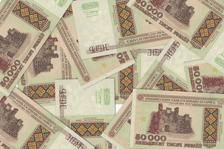 Currency from Belarus, Belarusian banknotes. Close up money from Belarus. Belarusian ruble.3D renderの写真素材
