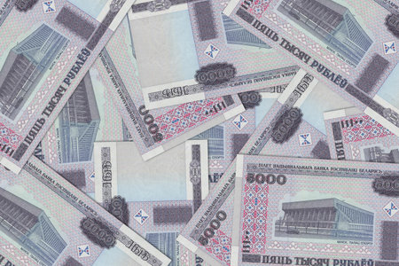 Currency from Belarus, Belarusian banknotes. Close up money from Belarus. Belarusian ruble.3D renderの写真素材