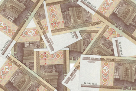 Currency from Belarus, Belarusian banknotes. Close up money from Belarus. Belarusian ruble.3D render