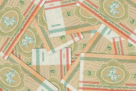 Currency from Belarus, Belarusian banknotes. Close up money from Belarus. Belarusian ruble.3D renderの写真素材