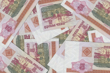 Currency from Belarus, Belarusian banknotes. Close up money from Belarus. Belarusian ruble.3D renderの写真素材
