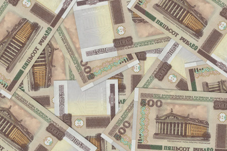 Currency from Belarus, Belarusian banknotes. Close up money from Belarus. Belarusian ruble.3D renderの写真素材