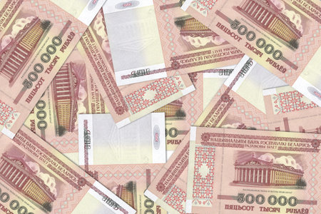 Currency from Belarus, Belarusian banknotes. Close up money from Belarus. Belarusian ruble.3D renderの写真素材