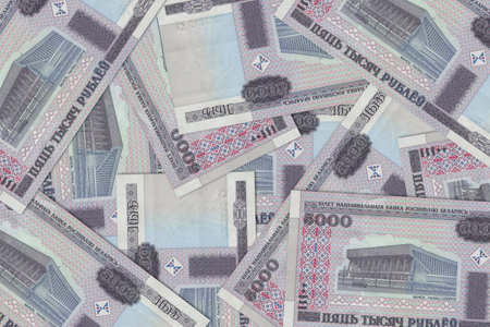 Currency from Belarus, Belarusian banknotes. Close up money from Belarus. Belarusian ruble.3D renderの写真素材