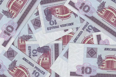 Currency from Belarus, Belarusian banknotes. Close up money from Belarus. Belarusian ruble.3D renderの写真素材