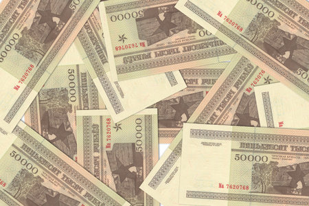 Currency from Belarus, Belarusian banknotes. Close up money from Belarus. Belarusian ruble.3D renderの写真素材