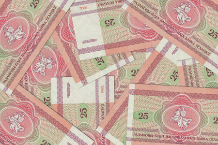 Currency from Belarus, Belarusian banknotes. Close up money from Belarus. Belarusian ruble.3D renderの写真素材