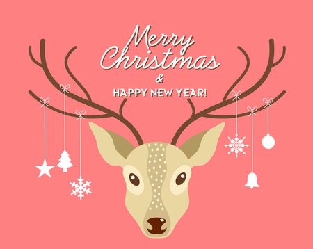 Illustration of christmas reindeer head in modern design.のイラスト素材