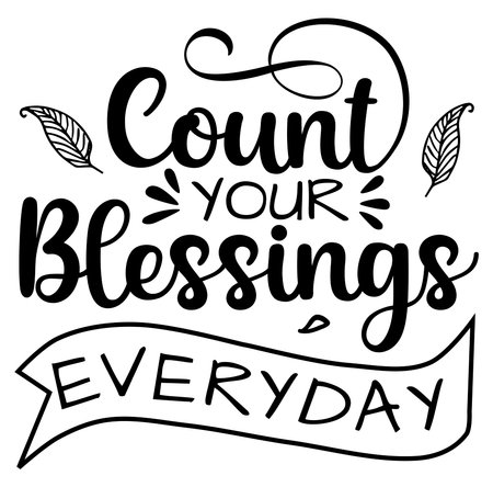 Illustration with motivational lettering quote about God's blessings, for Thanksgiving day and everyday.のイラスト素材