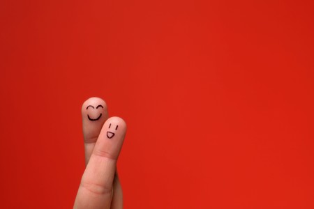 Concept of a happy couple in love and huggingの写真素材