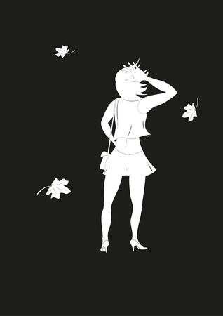 Girl in a windy dayのイラスト素材