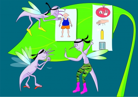 Drei Mücken bereiten einen Angriff vorのイラスト素材