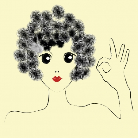 Optimistic Woman With Yellow Backgroundのイラスト素材