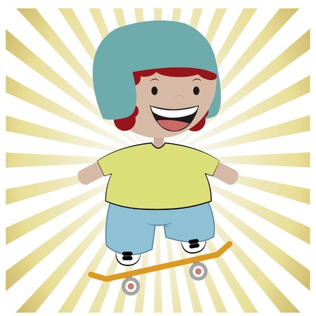 boy riding skateboardのイラスト素材