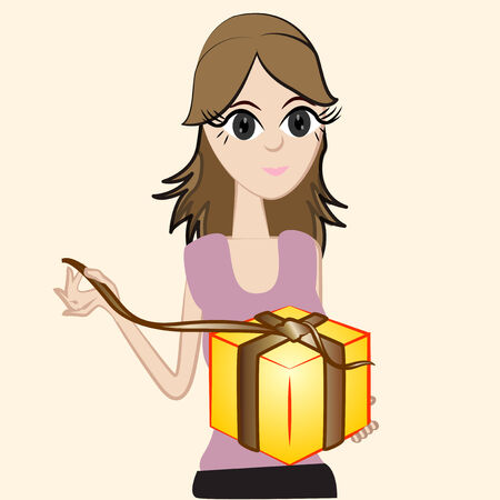 Woman receive a giftのイラスト素材