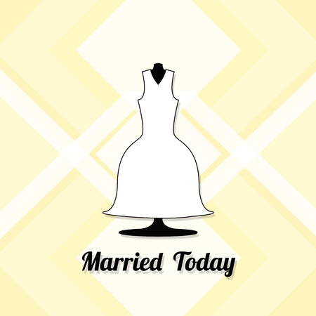 Wedding vectors over yellow backcgroundのイラスト素材