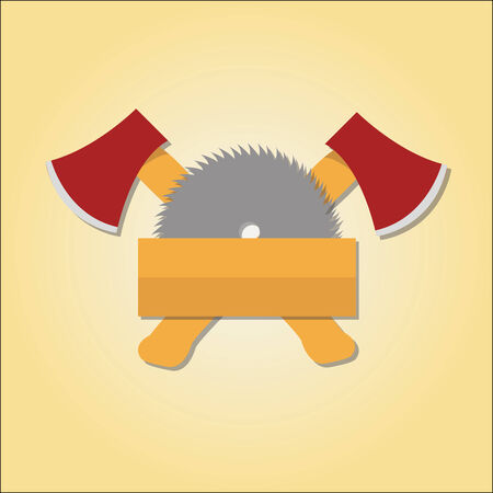 Axes and Saws design with wood over backgroundのイラスト素材