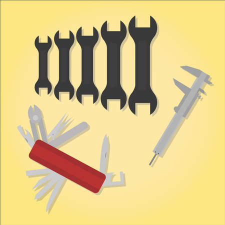 Tools design over color background
