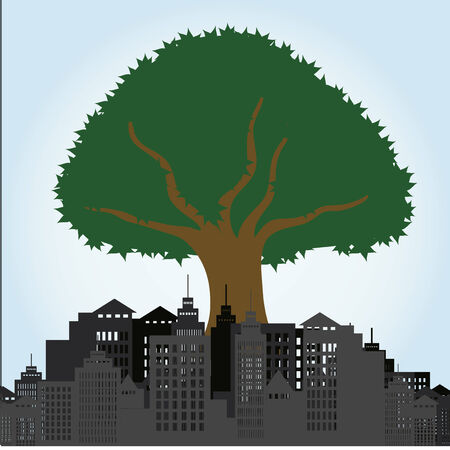 Tree poster over color backgroundのイラスト素材