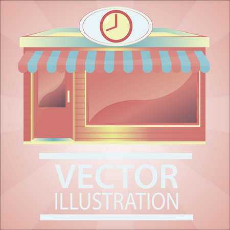 storefront illustration over color backgroundのイラスト素材
