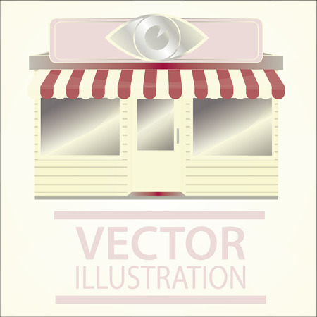 storefront illustration over color backgroundのイラスト素材