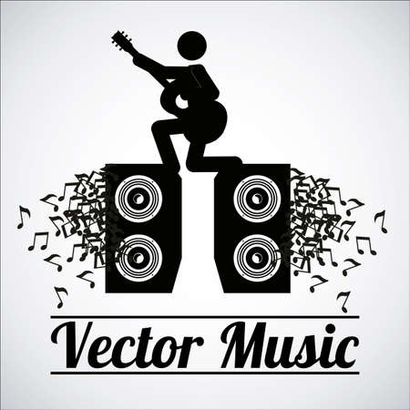 music illustration over gray color backgroundのイラスト素材