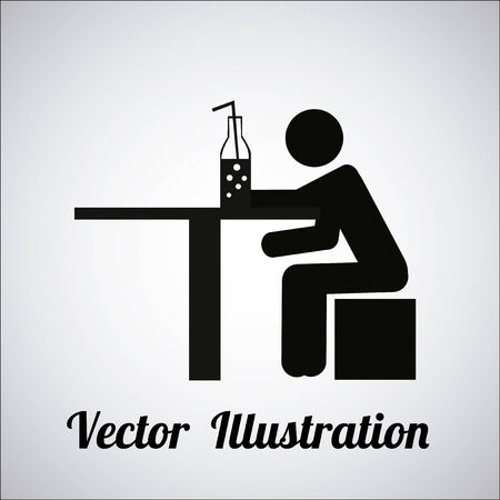 man enjoying a drink over gradient color backgroundのイラスト素材