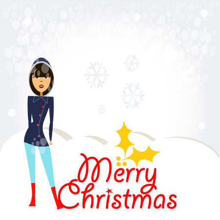 christmas illustration over  gray color backgroundのイラスト素材